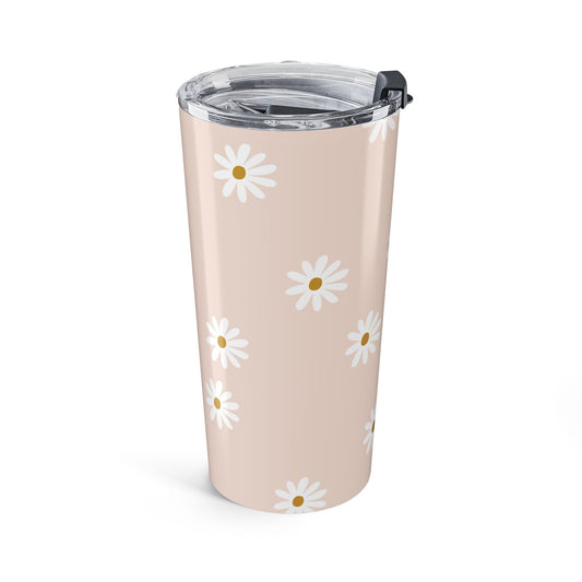 Daisy Decorated Tumbler, Floral Travel Mug for Summer Drinks, Gift for Her, Reusable Coffee Cup, Cute Kitchen Accessory