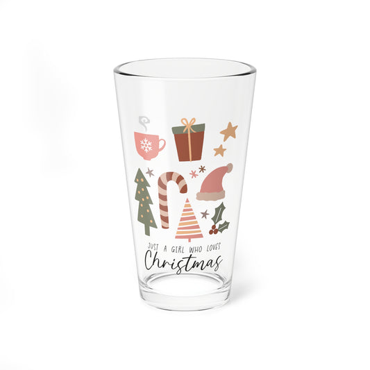 Christmas Mixing Glass, 16oz Holiday Drinkware, Fun Glass for Gifting, Festive Kitchen Decor, Cute Seasonal Glass