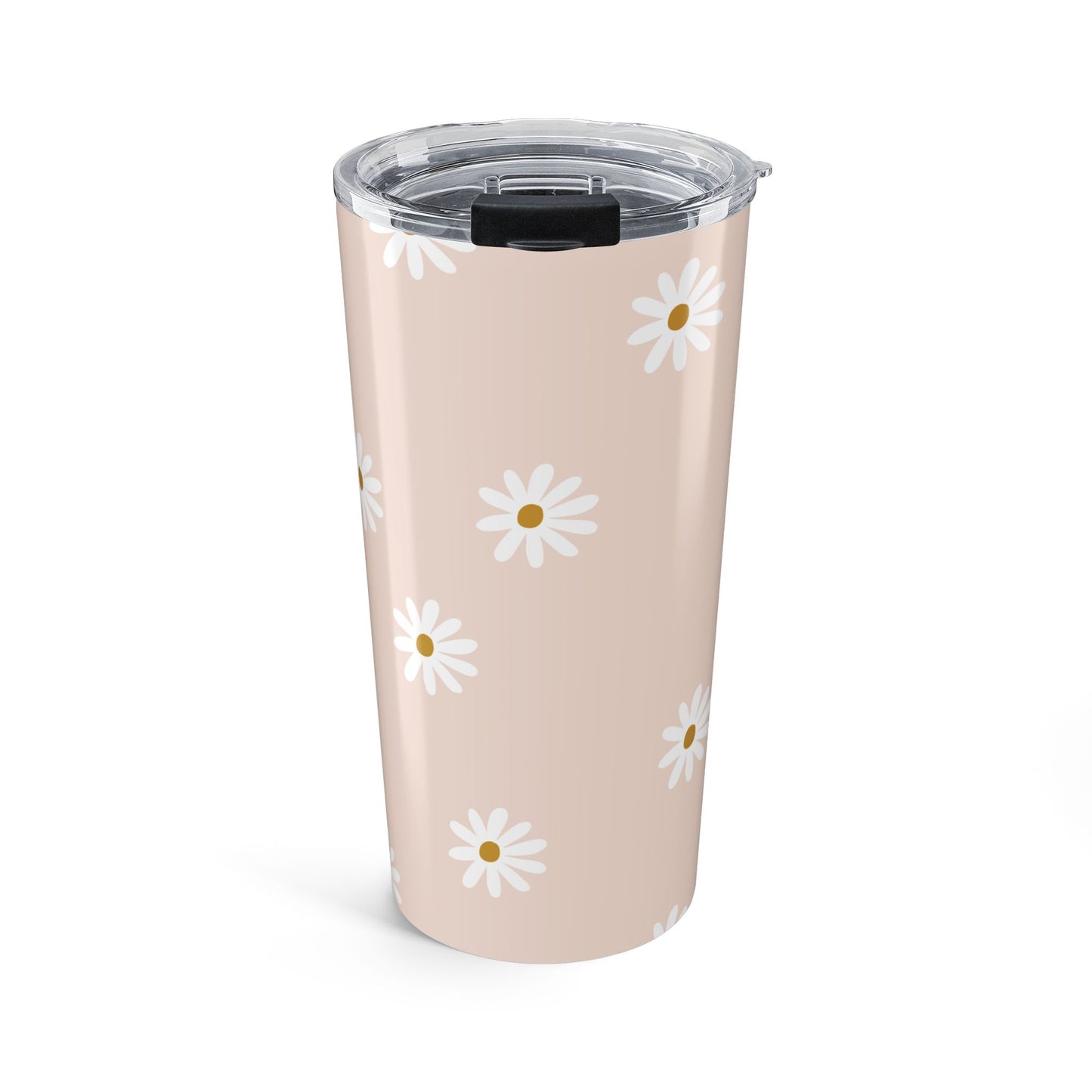 Daisy Decorated Tumbler, Floral Travel Mug for Summer Drinks, Gift for Her, Reusable Coffee Cup, Cute Kitchen Accessory