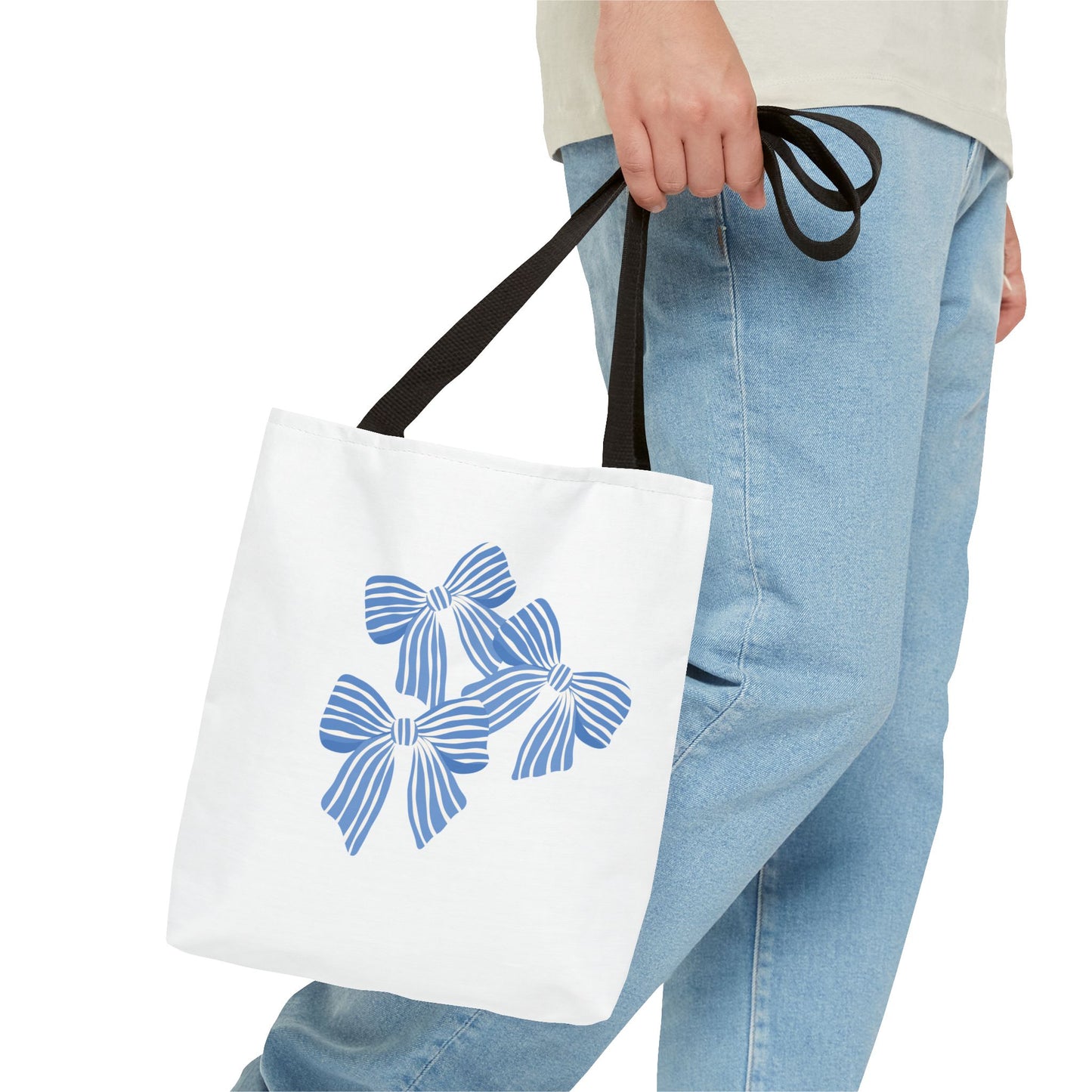 Blue Bow Tote Bag – Stylish All-Over Print for Everyday Elegance