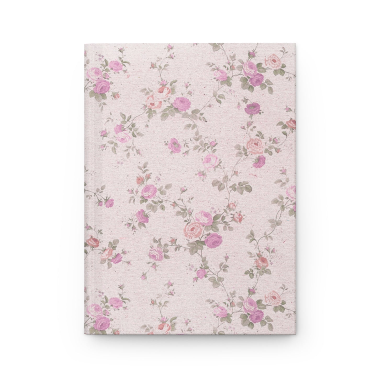 Hardcover Journal - Pink Floral Vintage Style, Shabby Chic Notebook for Thoughts and Ideas, Simple and Timeless Design, Diary, Planner,