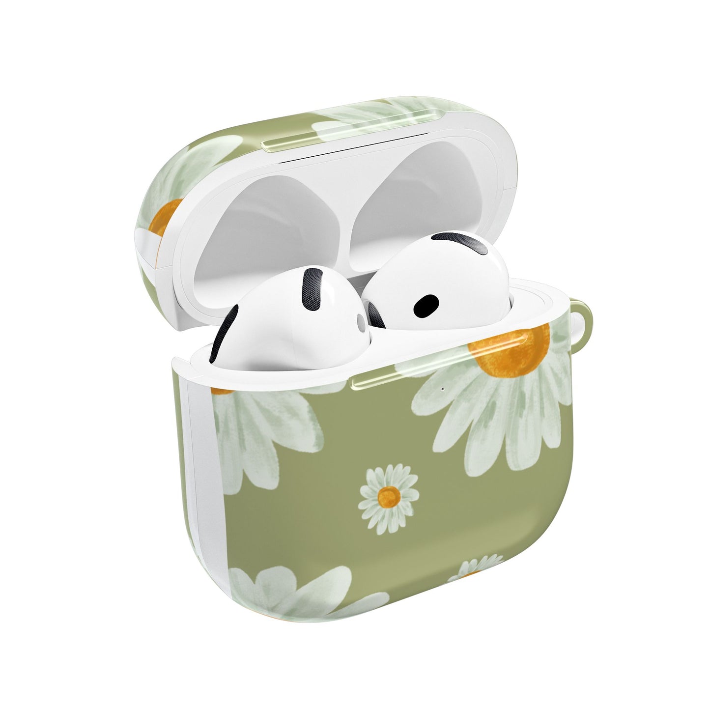 Daisy AirPod Cases, Green Floral Design, Fun and Bright Cover, Great Gift, Stocking Stuffer, Unique Earphone Holder, Spring Flowers