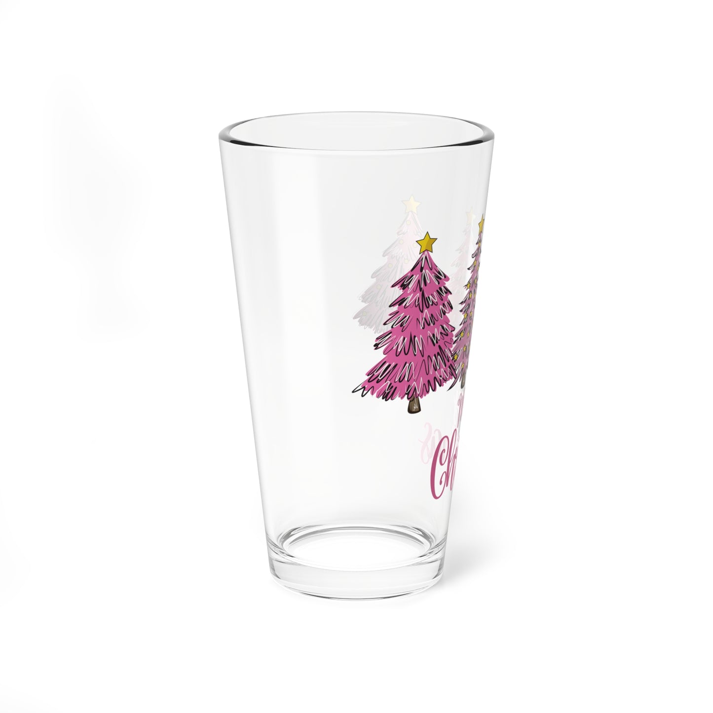 Christmas Mixing Glass, 16oz , Festive Drinkware, Holiday Gift, Home Bar Accessory, Merry Christmas Glass, Party Glass