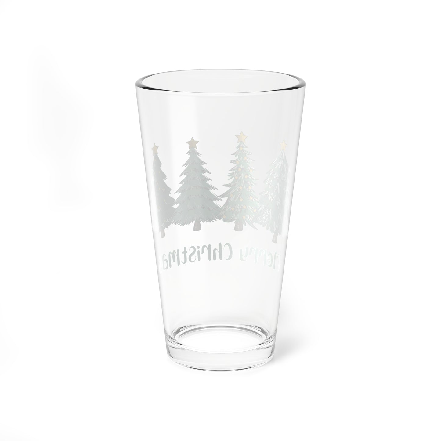 Merry Christmas Mixing Glass, 16oz Holiday Drinkware, Festive Glassware for Christmas, Cheerful Barware, Seasonal Home Decor