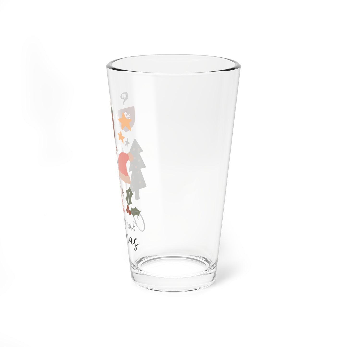 Christmas Mixing Glass, 16oz Holiday Drinkware, Fun Glass for Gifting, Festive Kitchen Decor, Cute Seasonal Glass