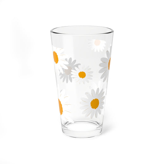 Daisy Mixing Glass, Floral Beverage Glass, 16oz Drinkware, Kitchen Decor, Gift for Garden Lovers, Spring Entertaining