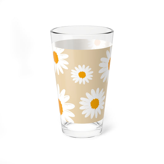 Daisy-Patterned Mixing Glass, 16oz, Floral Drinkware, Kitchen Gift, Cocktail Glass, Home Decor, Summer Vibes