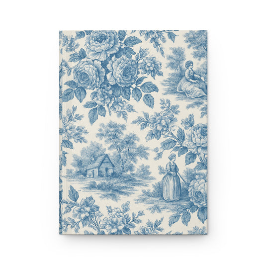 Blue Floral Hardcover Journal, Toile Design, Timeless Gift for Anyone - Notebook, Diary, Sketchbook, Planner, Stationery Set