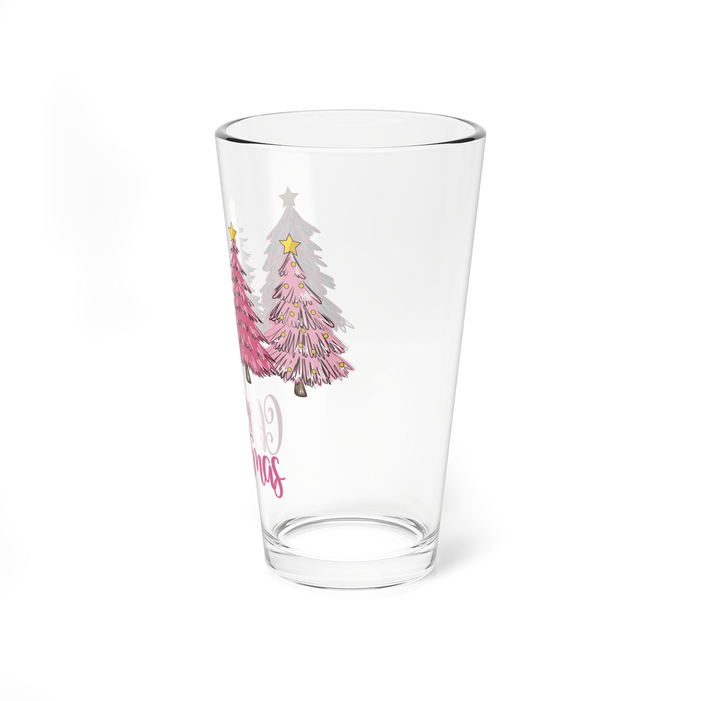 Christmas Mixing Glass, 16oz , Festive Drinkware, Holiday Gift, Home Bar Accessory, Merry Christmas Glass, Party Glass