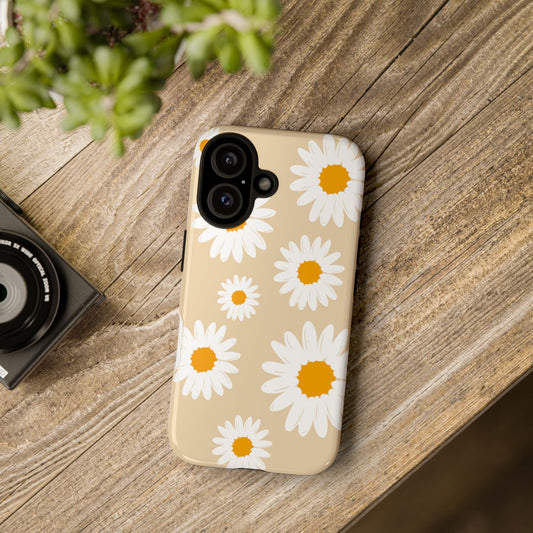 Tough Cases, iPhone Case, Daisy Floral Tan Tough Case - Great Gift or Stocking Stuffer, Phone Cover, Floral Phone Case, Gift for Her, Daisy