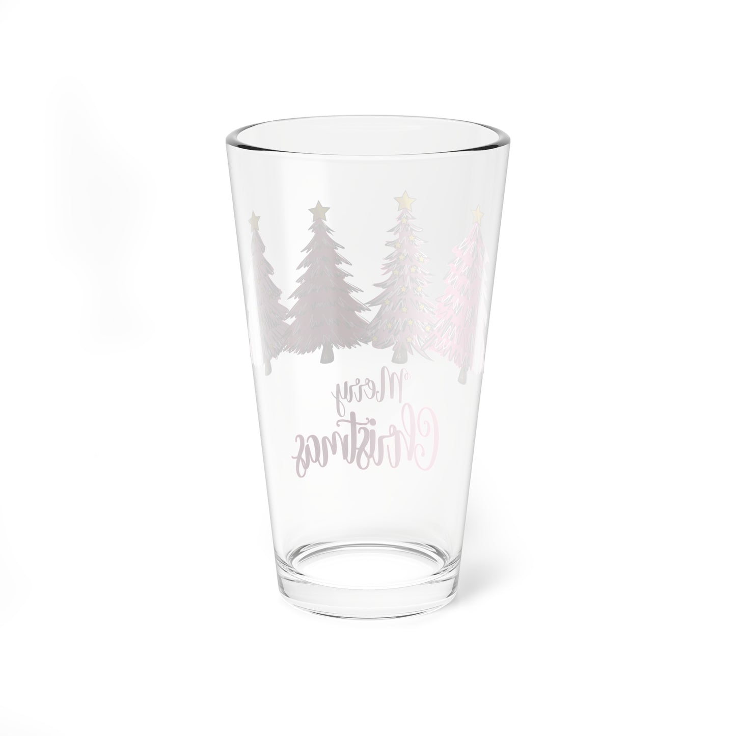 Christmas Mixing Glass, 16oz , Festive Drinkware, Holiday Gift, Home Bar Accessory, Merry Christmas Glass, Party Glass