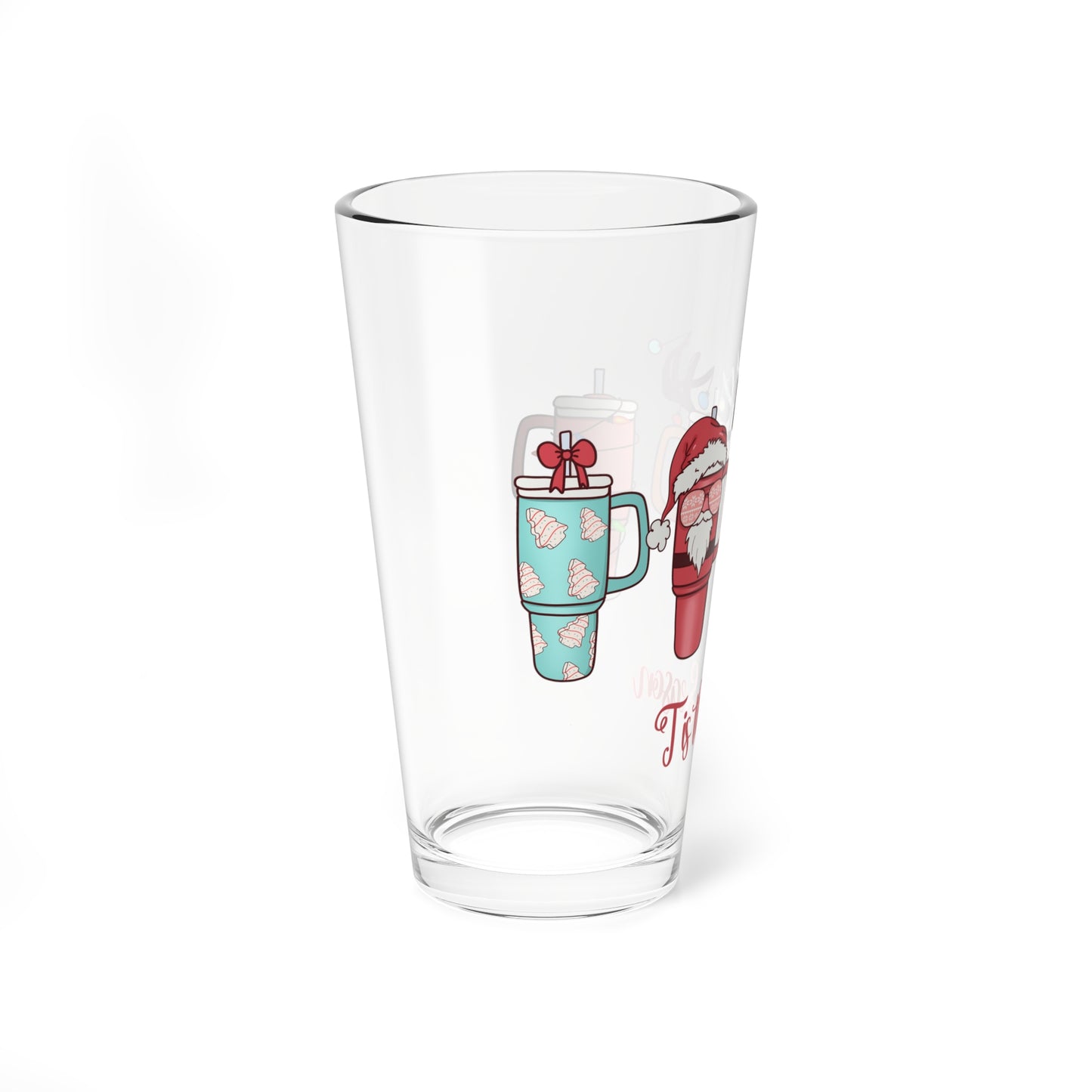 Festive Mixing Glass, Holiday Drinkware, Seasonal Party Glass, Christmas Gift, Cheerful Beverage Cup, Fun Kitchen Decor