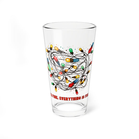 Festive Mixing Glass, 16oz | Perfect for Holiday Parties, Handmade Drinkware, Cocktail Glass, Kitchen Decor, Gift Idea