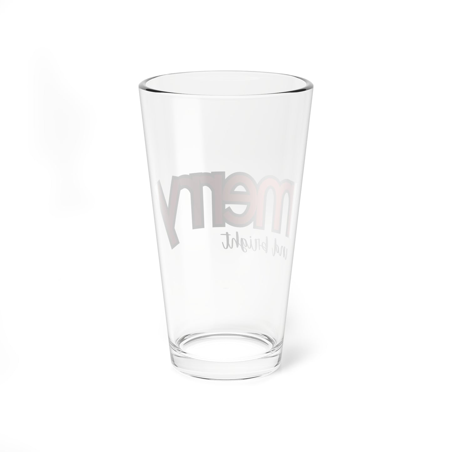 Merry Mixing Glass, 16oz Cocktail Tumblers, Holiday Party Drinkware, Christmas Glassware, Festive Barware, Gift for Home Mixologists