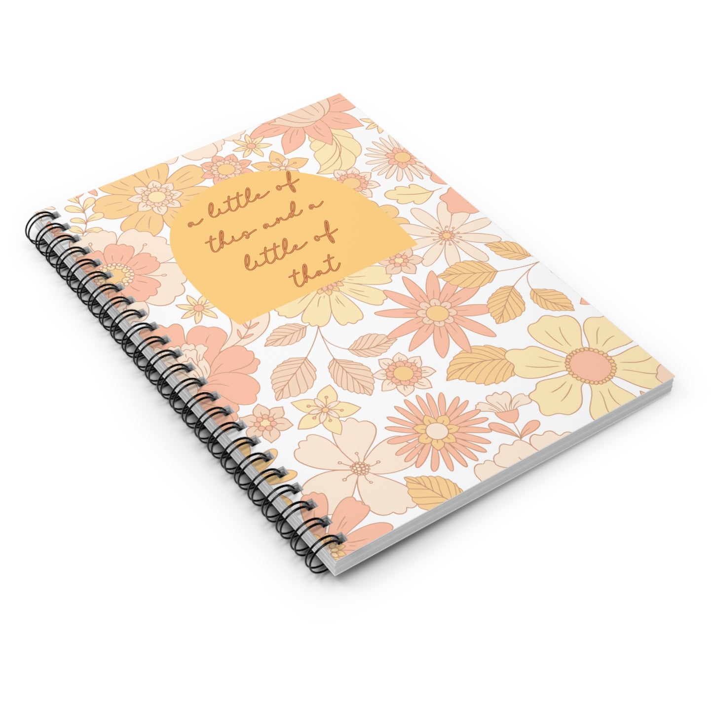 Boho Floral Spiral Notebook - Ruled Line, Planner, Gift, Stocking Stuffer, Diary, Sketching