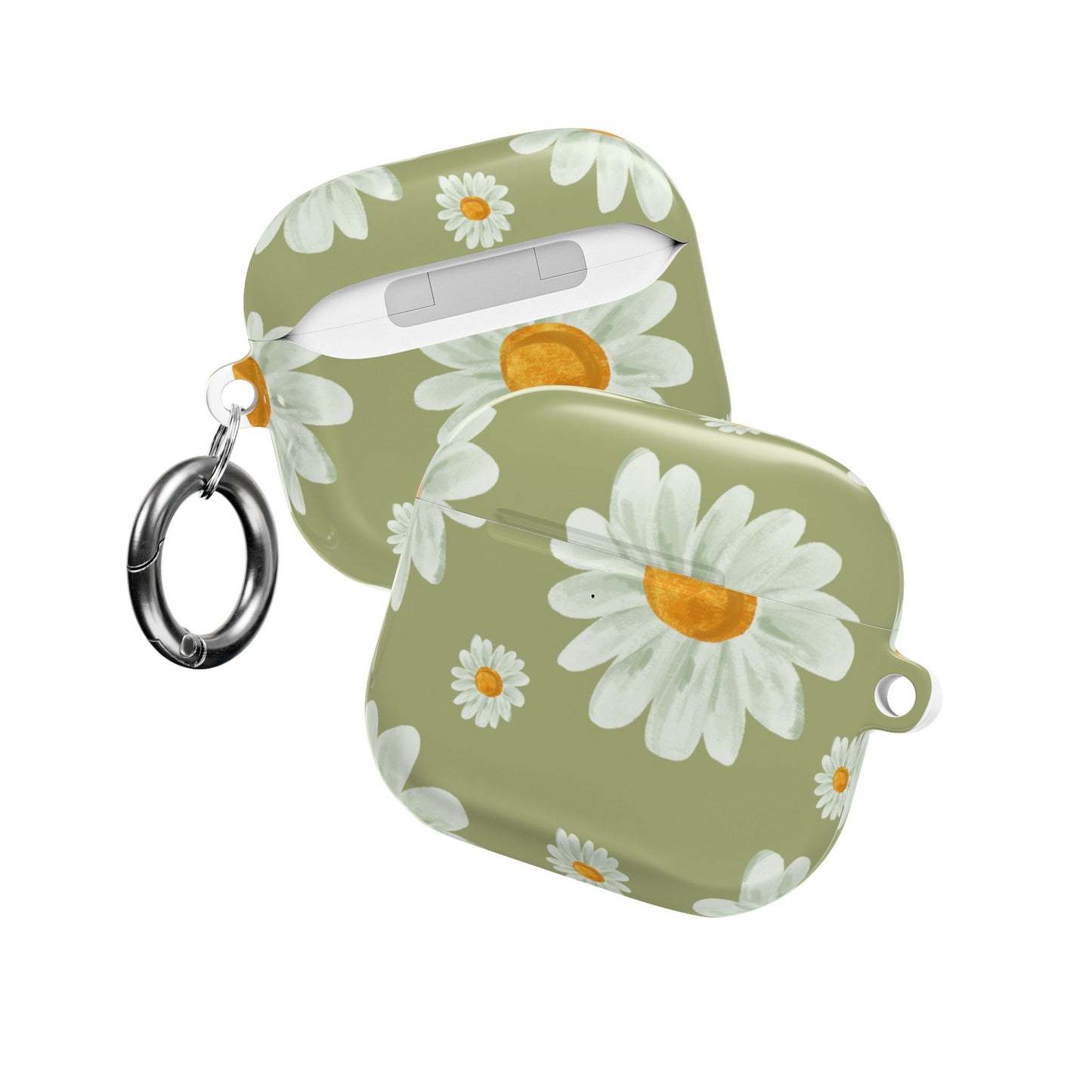 Daisy AirPod Cases, Green Floral Design, Fun and Bright Cover, Great Gift, Stocking Stuffer, Unique Earphone Holder, Spring Flowers