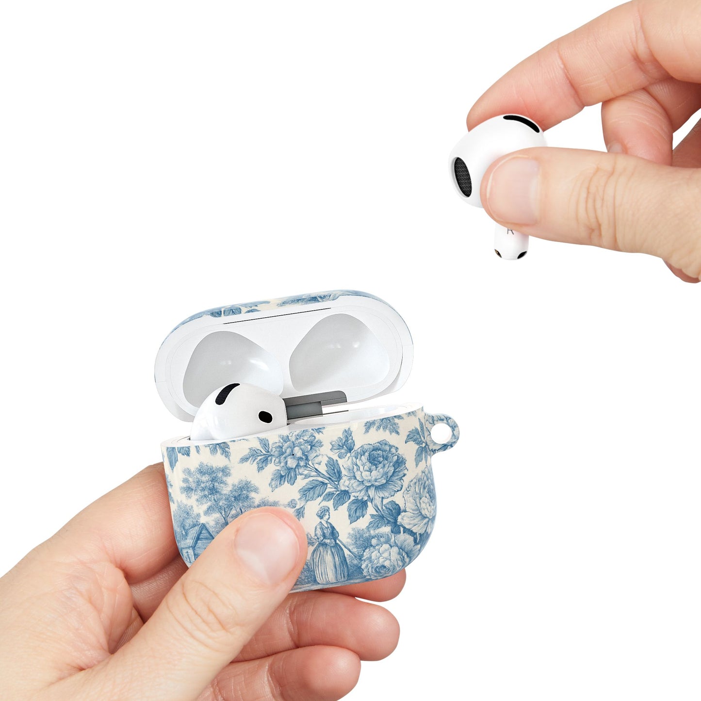 Blue Floral AirPod Cases, Cute Toile Design, Perfect Gift, Fun Style, Fashion Accessory