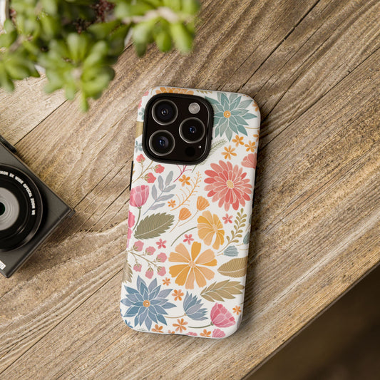 iPhone Case, Colorful Floral Pattern Tough Case - Great Gift, Fun All Sizes, Protective Cover, Unique Design