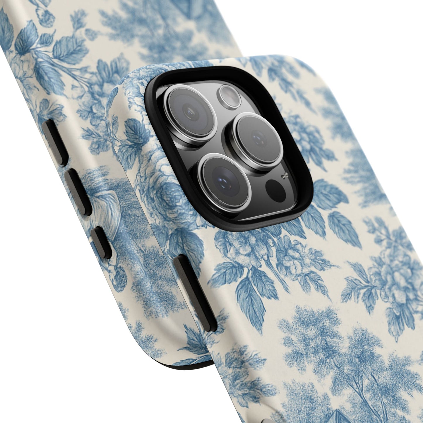 Phone Case, Blue Floral Tough Case for All Sizes, Cute Stylish Gift, Toile Design