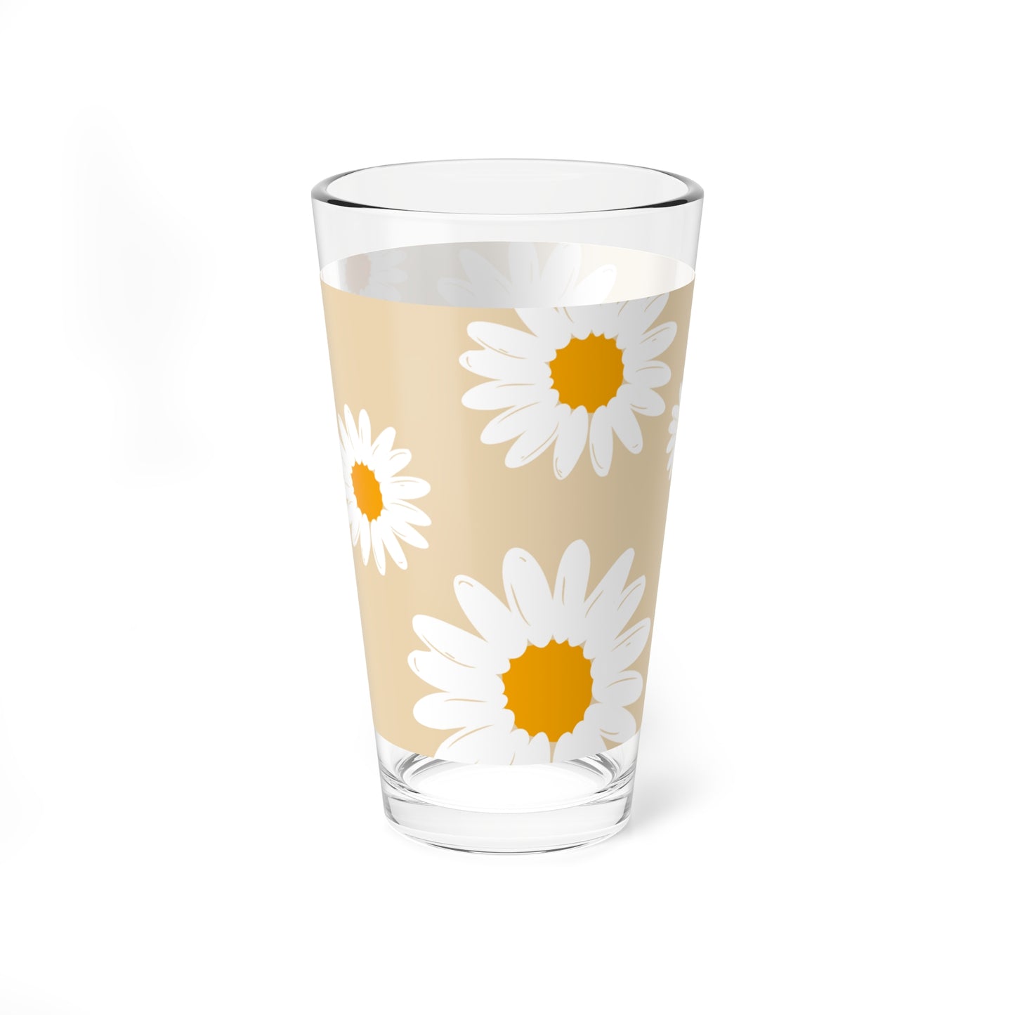Daisy-Patterned Mixing Glass, 16oz, Floral Drinkware, Kitchen Gift, Cocktail Glass, Home Decor, Summer Vibes