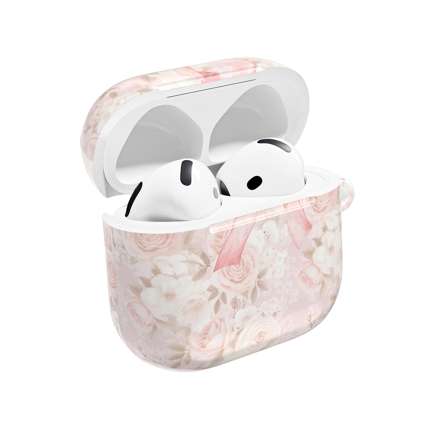 AirPod Cases, Pink Floral Bow Design, Gift or Stocking Stuffer, Unique Accessories for AirPods, Pink Accessories, Floral Print Case
