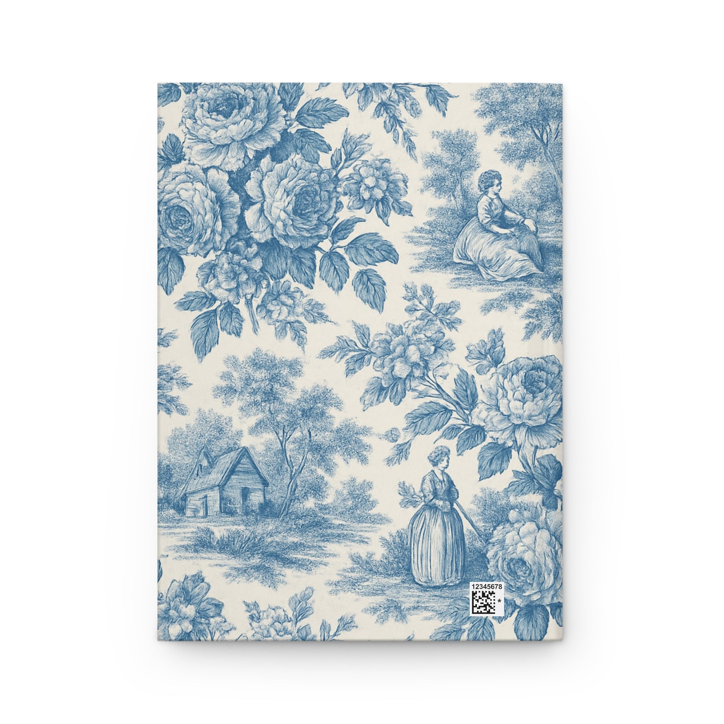 Blue Floral Hardcover Journal, Toile Design, Timeless Gift for Anyone - Notebook, Diary, Sketchbook, Planner, Stationery Set