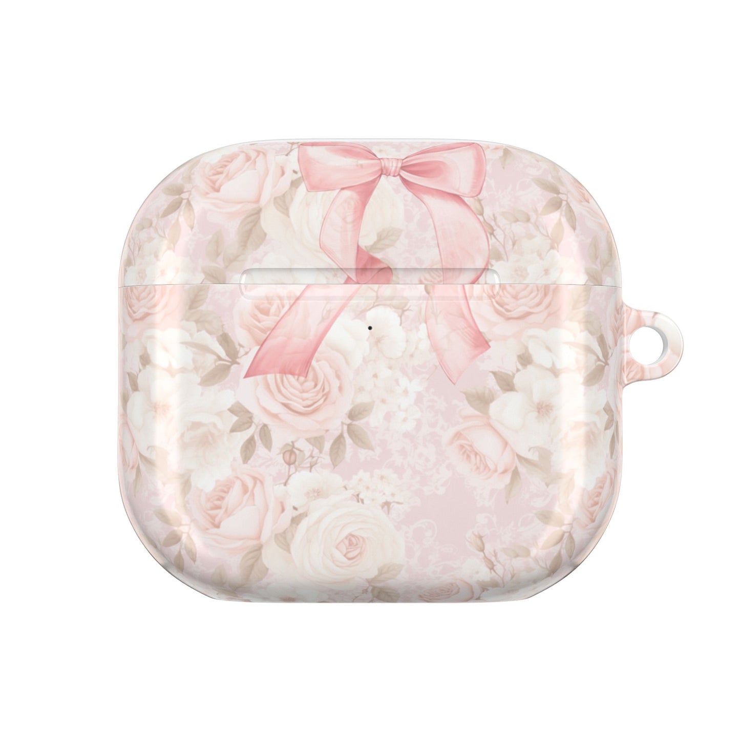 AirPod Cases, Pink Floral Bow Design, Gift or Stocking Stuffer, Unique Accessories for AirPods, Pink Accessories, Floral Print Case