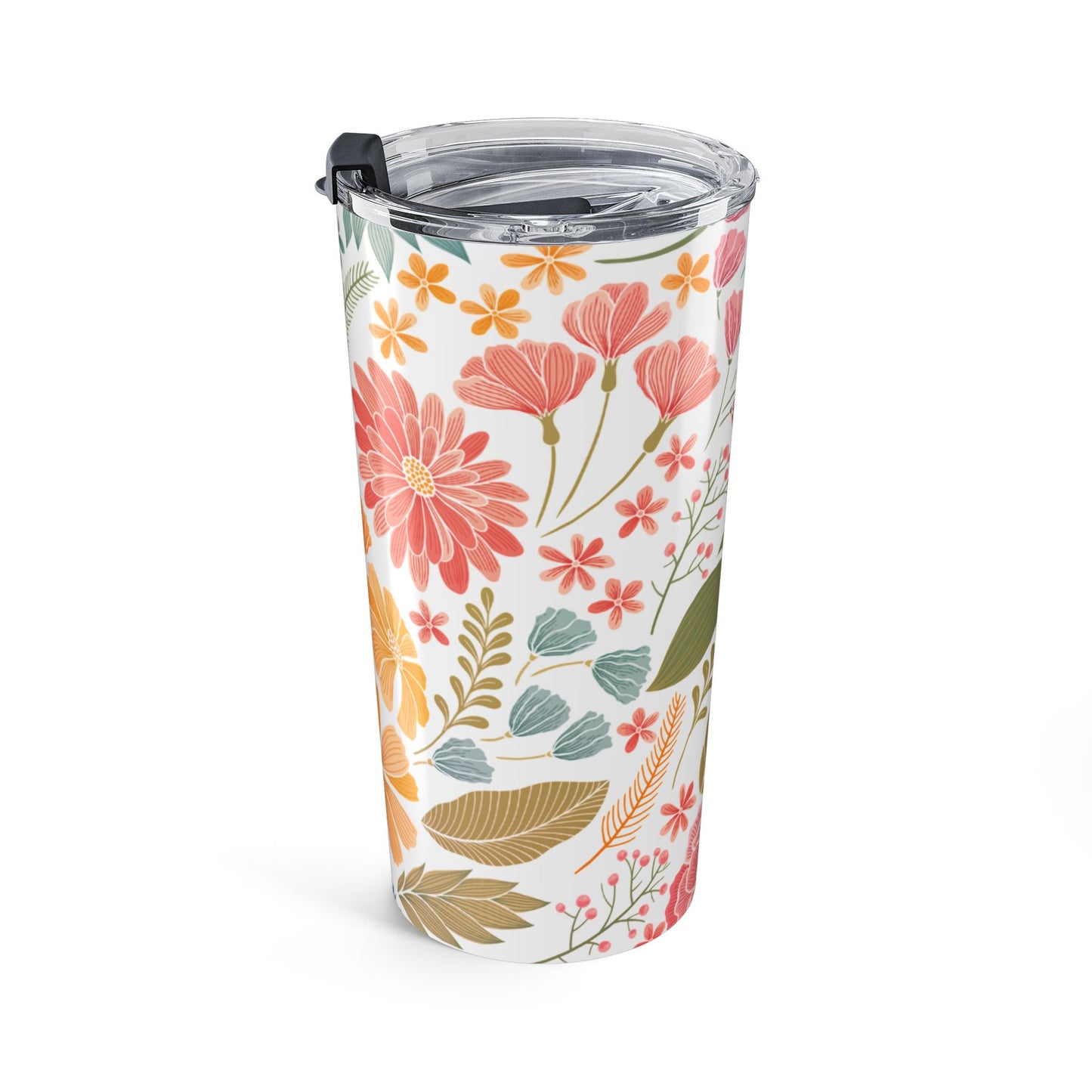 Floral Insulated Tumbler, 20oz Travel Mug, Summer Drinkware, Gift for Her, Eco-Friendly Beverage Tumbler