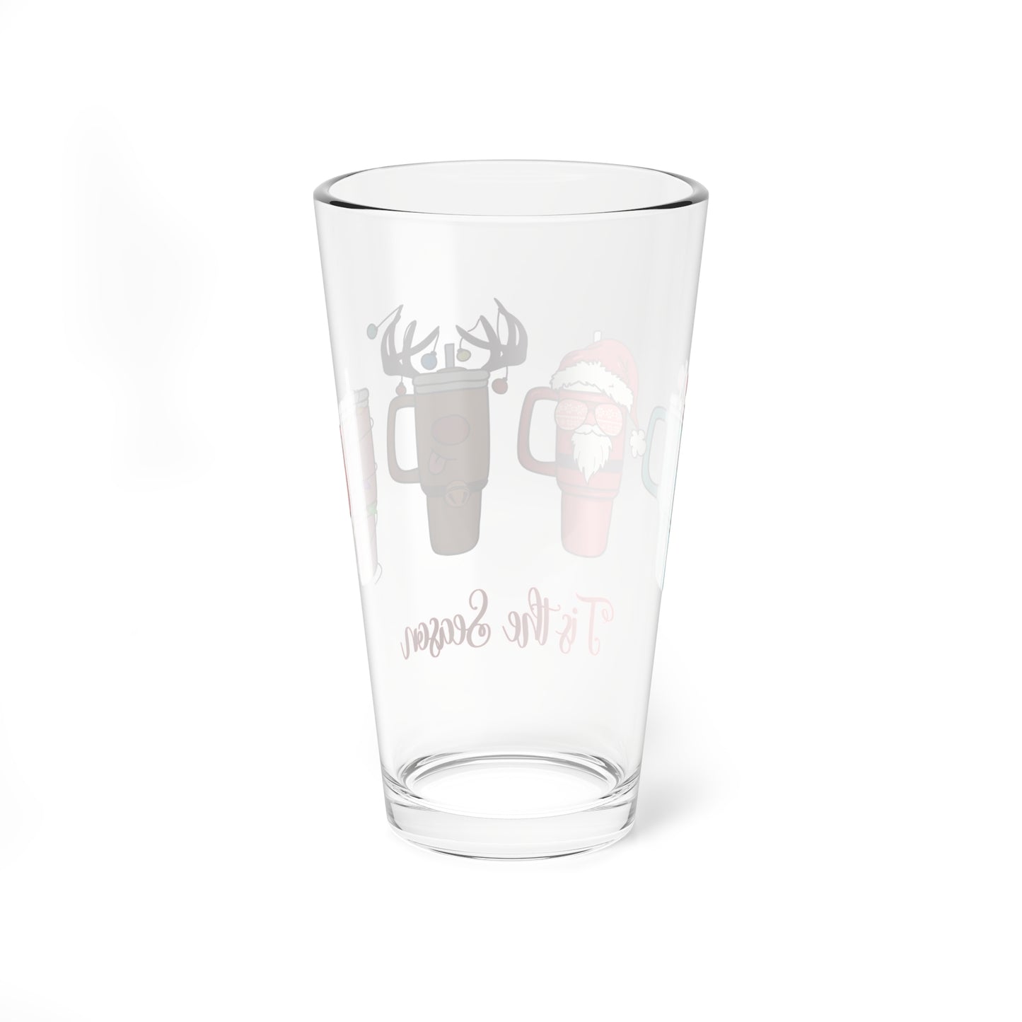 Festive Mixing Glass, Holiday Drinkware, Seasonal Party Glass, Christmas Gift, Cheerful Beverage Cup, Fun Kitchen Decor