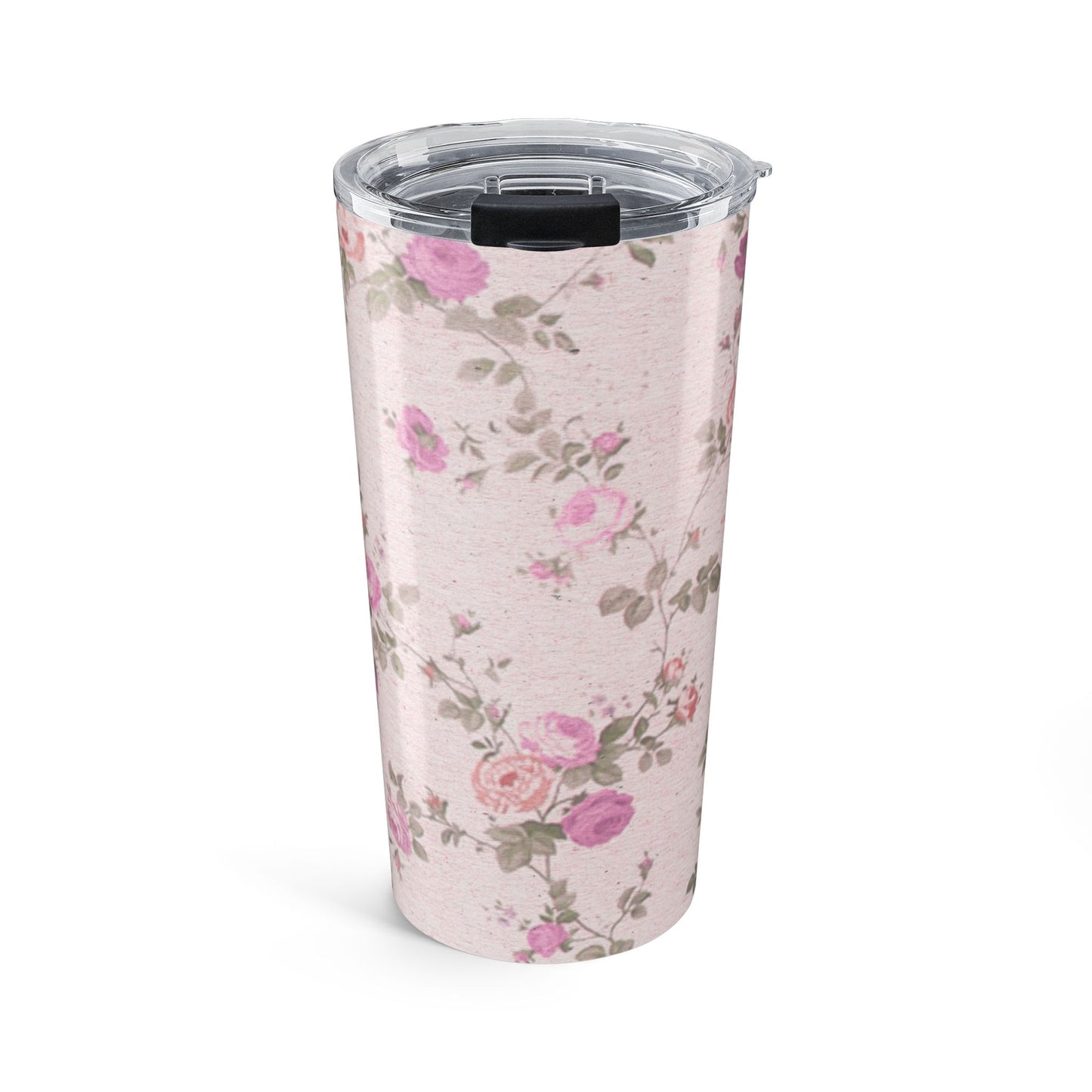 Floral Pink Tumbler 20oz, Insulated Travel Mug, Coffee Cup, Sister Gift, Floral Lover, Wedding Favors