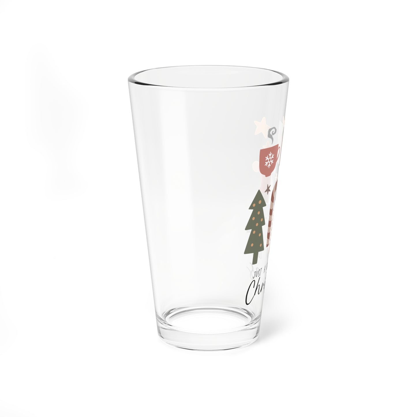 Christmas Mixing Glass, 16oz Holiday Drinkware, Fun Glass for Gifting, Festive Kitchen Decor, Cute Seasonal Glass
