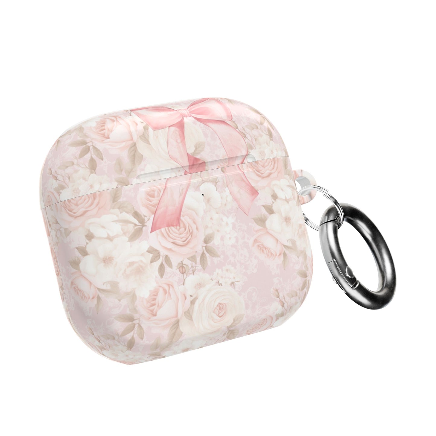 AirPod Cases, Pink Floral Bow Design, Gift or Stocking Stuffer, Unique Accessories for AirPods, Pink Accessories, Floral Print Case