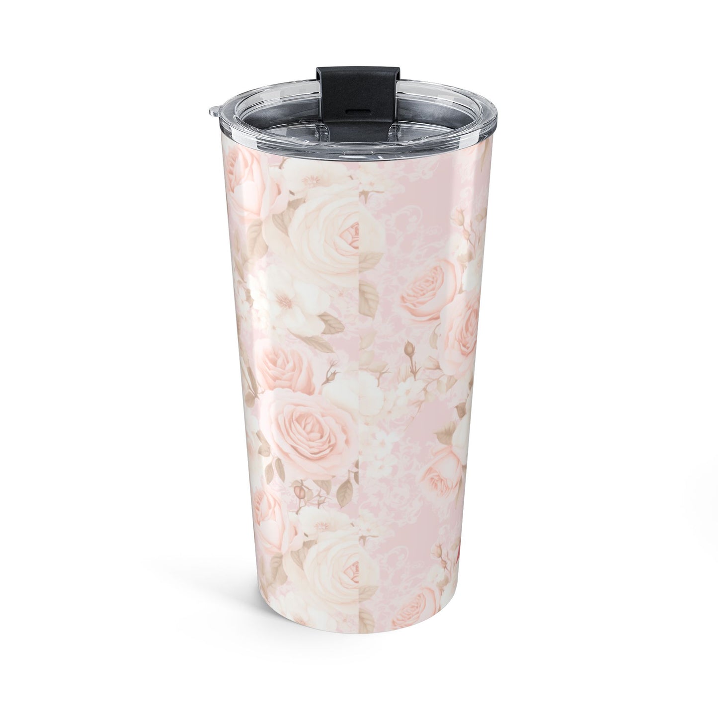 Elegant Floral Tumbler with Pink Ribbon, Personalized Drinkware for Weddings, Gifts, Parties, and Everyday Use