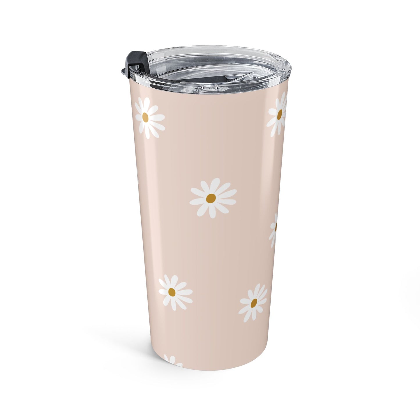 Daisy Decorated Tumbler, Floral Travel Mug for Summer Drinks, Gift for Her, Reusable Coffee Cup, Cute Kitchen Accessory