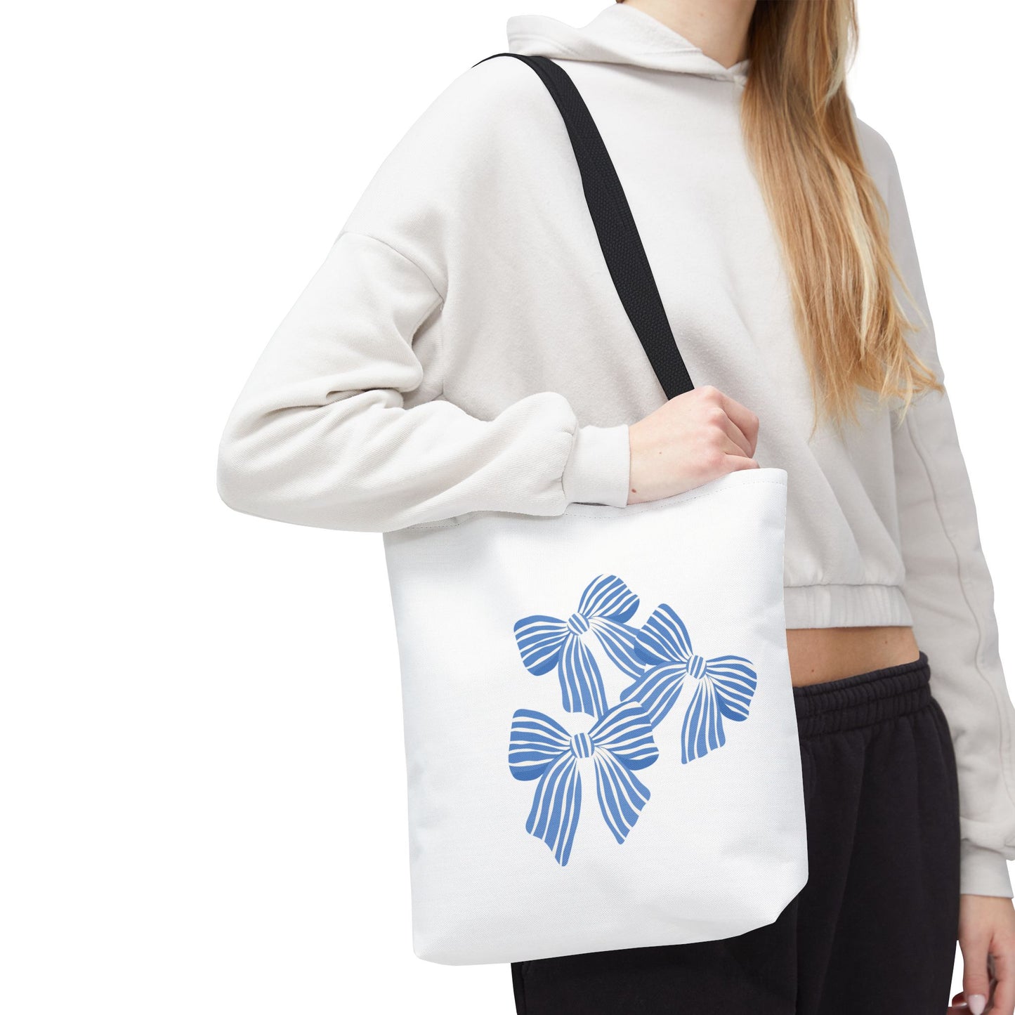 Blue Bow Tote Bag – Stylish All-Over Print for Everyday Elegance