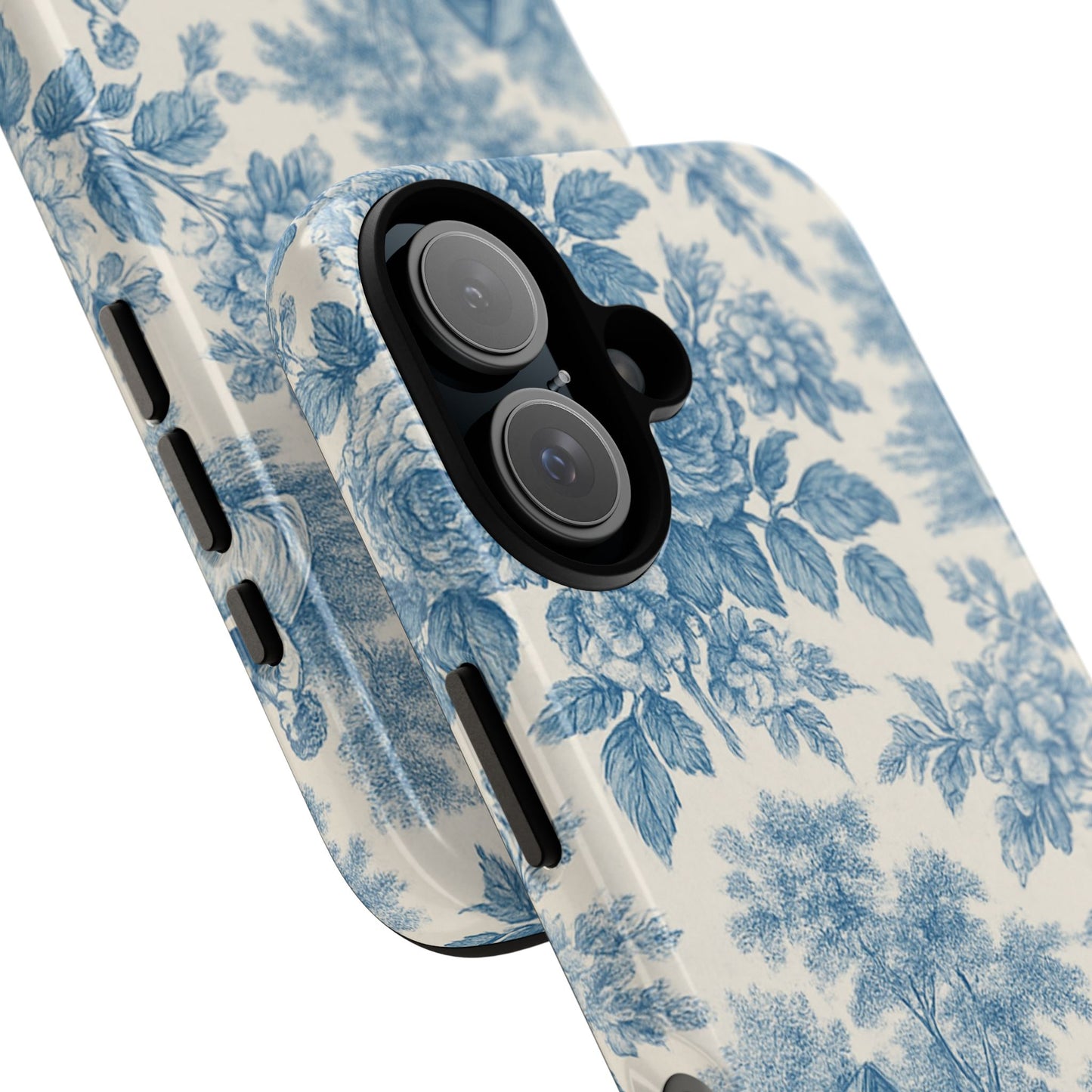 Phone Case, Blue Floral Tough Case for All Sizes, Cute Stylish Gift, Toile Design