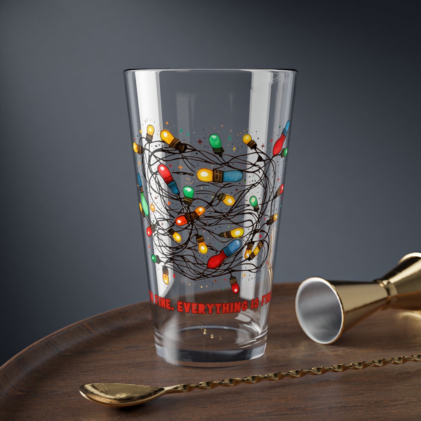 Festive Mixing Glass, 16oz | Perfect for Holiday Parties, Handmade Drinkware, Cocktail Glass, Kitchen Decor, Gift Idea